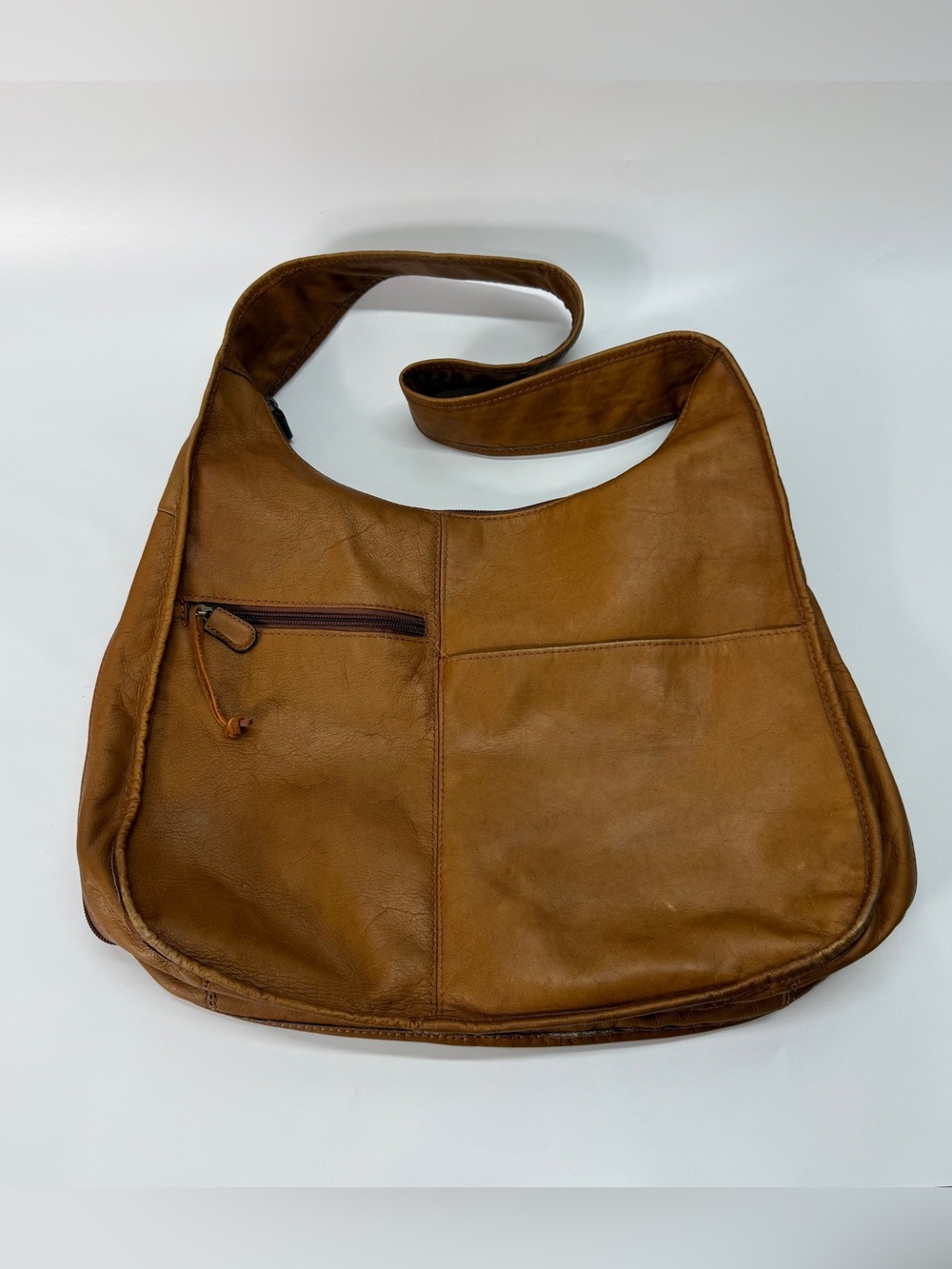 Boulder Ridge Full Grain Leather Brown Hobo Shoulder Bag Distressed Handbag